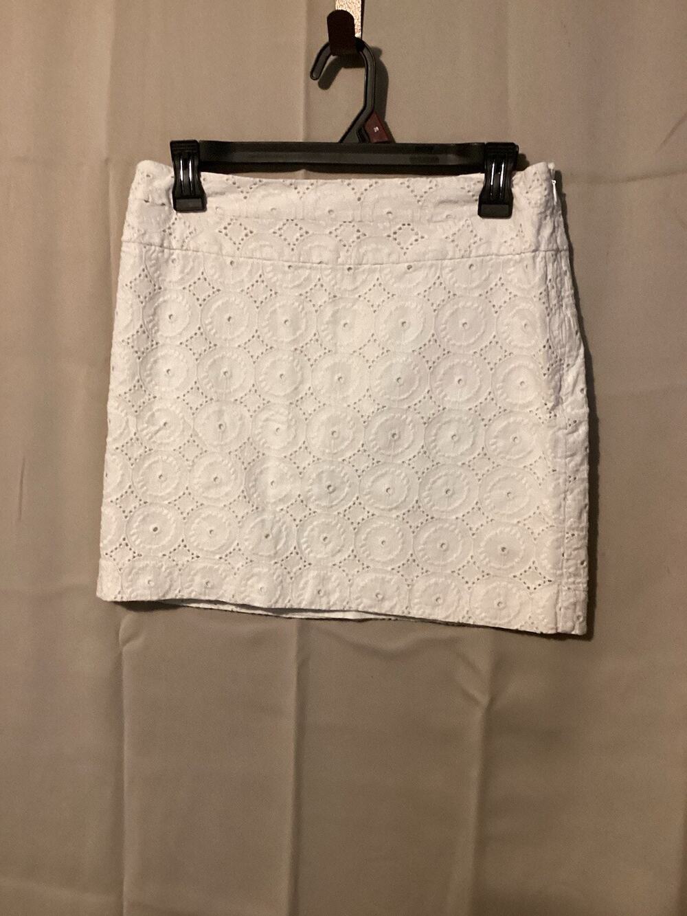 Ann Taylor Loft Womens Eyelet Cover Mini Skirt SZ 4 Beige Y2K 90s Vibe Beach